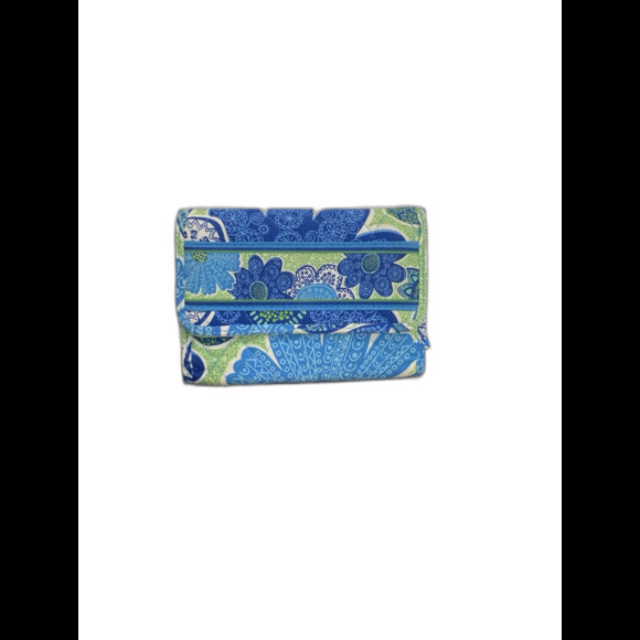 Flower Print Quad Fold Vera Bradley Wallet - Picture 1 of 7